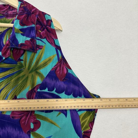 Vtg Floral Button Down Maxi Dress Women 3X Tropical Resort California Krush FLAW - Picture 9 of 16